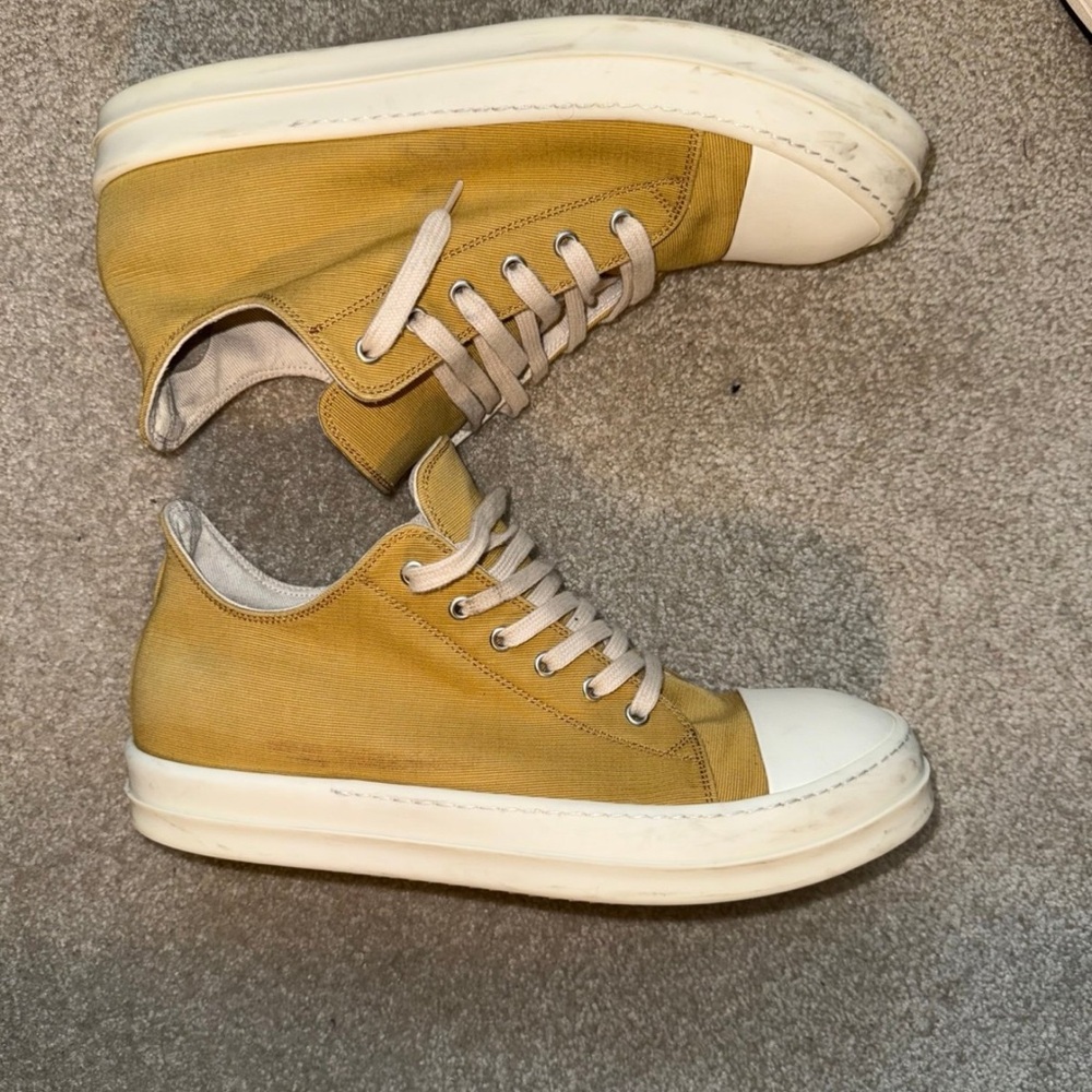 Rick Owens Yellow Canvas Sneakers
